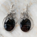 Srebrne kolczyki 925 z czarnym agatem Black Stone Natura