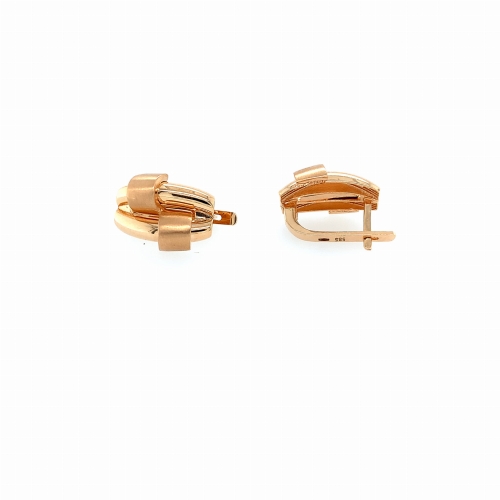 Złote kolczyki Duo Satin Rose z różowego złota próby 585