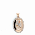 Złota zawieszka owal garden motyle 40 mm rose 585