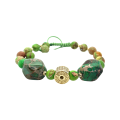 Złota bransoletka jaspis cesarski zielony kulki grecki motyw próby 585