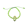 Złota bransoletka z prehnitem i jadeitem handmade 585