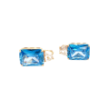 Złote kolczyki z cyrkonią w kolorze blu topaz próby 585
