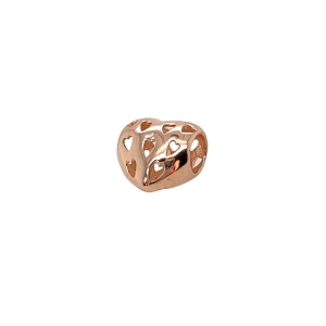 Złoty moduł do bransoletek serce rose gold 585