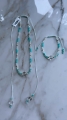 Złoty choker bransoletka z kryształem i amazonitem kulki próby 585