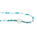 Złoty choker bransoletka z kryształem i amazonitem kulki próby 585