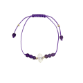 Złota bransoletka handmade z grotem i ametystem 585