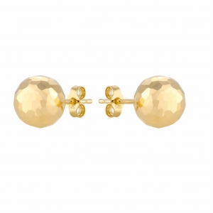 Złote kolczyki diamentowane kulki 8 mm próby 585