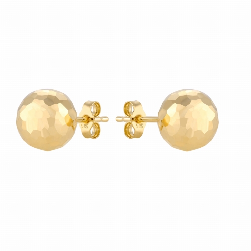 Złote kolczyki diamentowane kulki 8 mm próby 585