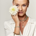 Złota bransoletka/choker z amazonitem warianty kulki próby 585