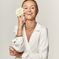 Złota bransoletka/choker z amazonitem warianty kulki próby 585