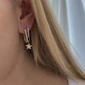 Złoto kolczyki spinacze ukośne nacięcia z cyrkoniami próby 585