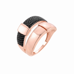 Złoty pierścionek Duo Agate Rose próby 585