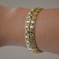 Złota bransoletka krateczka diamentowana 15 mm próby 585