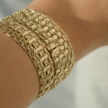 Złota bransoletka krateczka diamentowana 15 mm próby 585