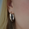 Złote kolczyki owalne koła z białym 31 x 18 mm 585