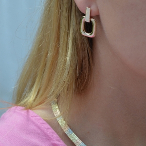 Złote kolczyki prostokąty rose gold próby 585