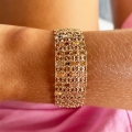 Złota bransoletka diamentowana krateczka 20 mm próby 585