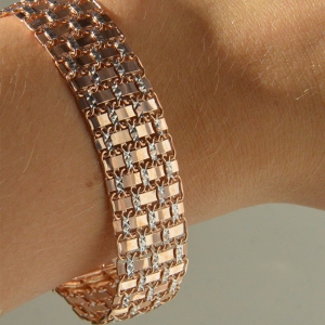 Złota bransoletka kratownica rose gold próby 585