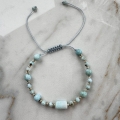 Złota bransoletka larimar 18 kulek próby 585