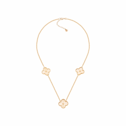 Złoty naszyjnik 3 kwiatki rose gold próby 585