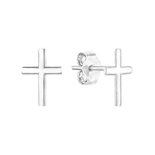 Kolczyki z białego złota krzyżyk 11 x 7 mm pr 585