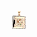 Złota zawieszka kwadrat garden 25 mm rose próby585