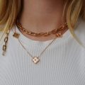 Złoty naszyjnik 3 kwiatki rose gold próby 585