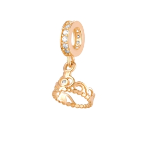 Złoty moduł wisząca korona rose gold próby 585
