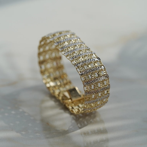 Złota bransoletka diamentowana krateczka 20 mm próby 585
