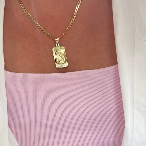 Złoty medalik Matka Boża Częstochowska 30 × 17 mm – próba 585