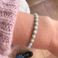 Złota bransoletka handmade z białym kwarcem - 585