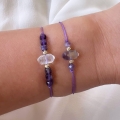 Złota bransoletka handmade z grotem i ametystem 585
