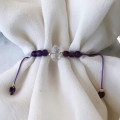 Złota bransoletka handmade z grotem i ametystem 585