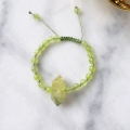 Złota bransoletka z prehnitem i jadeitem handmade 585