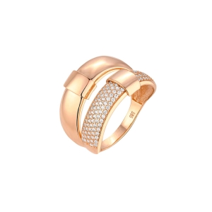Złoty pierścionek Duo Pavé Rose próby 585