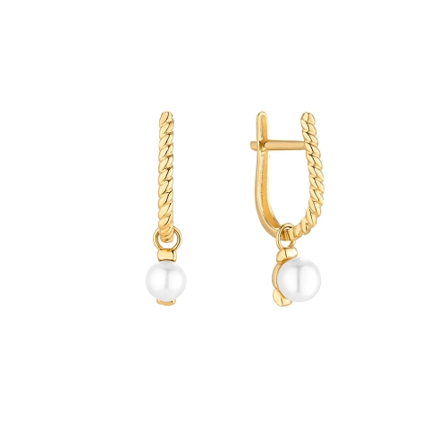 Złote kolczyki z perłą naturalną 6 mm – próba 585