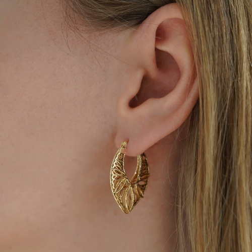 Złote kolczyki Golden Leaf próby 585