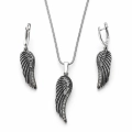 Srebrny komplet 925 skrzydła z cyrkoniami Angel Wings