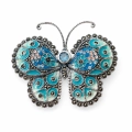 Srebrna broszka 925 motyl z błękitną emalią Blue Butterfly