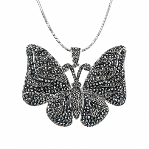 Srebrna broszka 925 motyl z markazytami Butterfly Antique