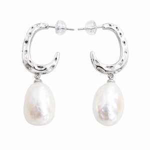 Srebrne kolczyki 925 z perłą Pearl Arc
