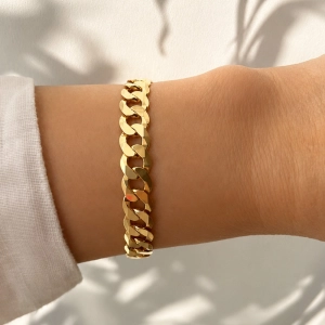 Srebrna pozłacana bransoletka pancerka 925 Gold Chain
