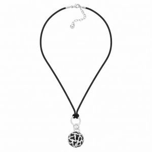 Srebrny naszyjnik 925 kula z emalią Black Sphere