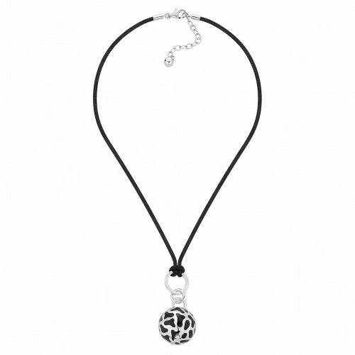 Srebrny naszyjnik 925 kula z emalią Black Sphere