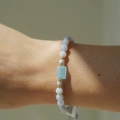 Zestaw chalcedon i akwamaryn ze złotem 585 Blue Calm