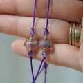 Złota bransoletka handmade z grotem i ametystem 585