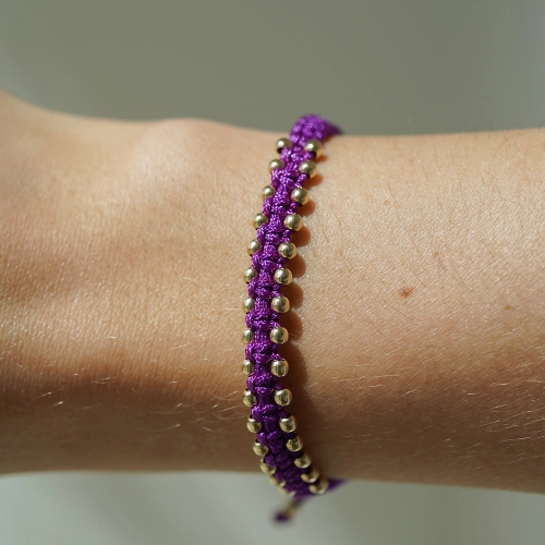 Złota bransoletka Purple Weave próby 585