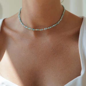 Złoty choker i bransoletka Larimar Blue próby 585