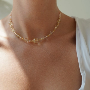 Złoty choker i bransoletka Golden Citrine próby 585