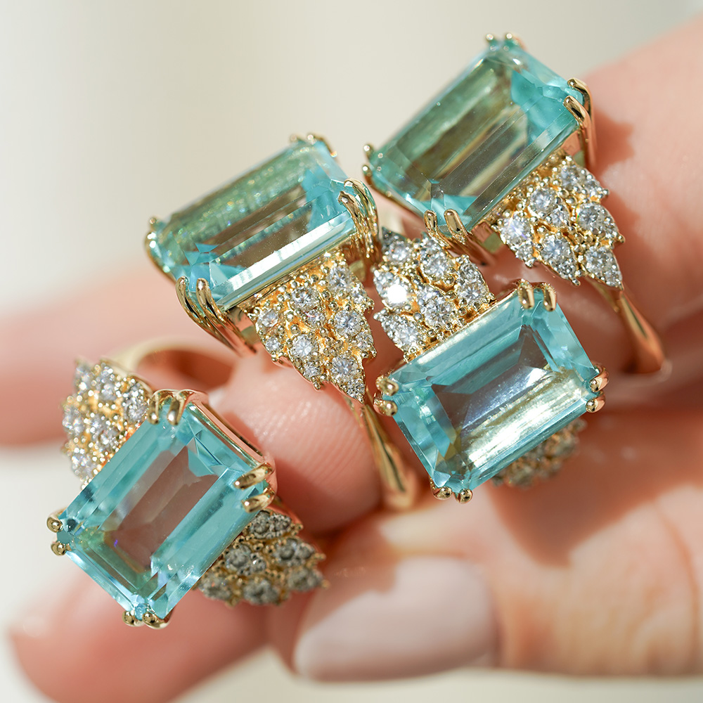 Pierścionki Royal Sky Blue z topazem Sky Blue i diamentami